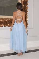Feature Me Tulle Midi Dress Blue