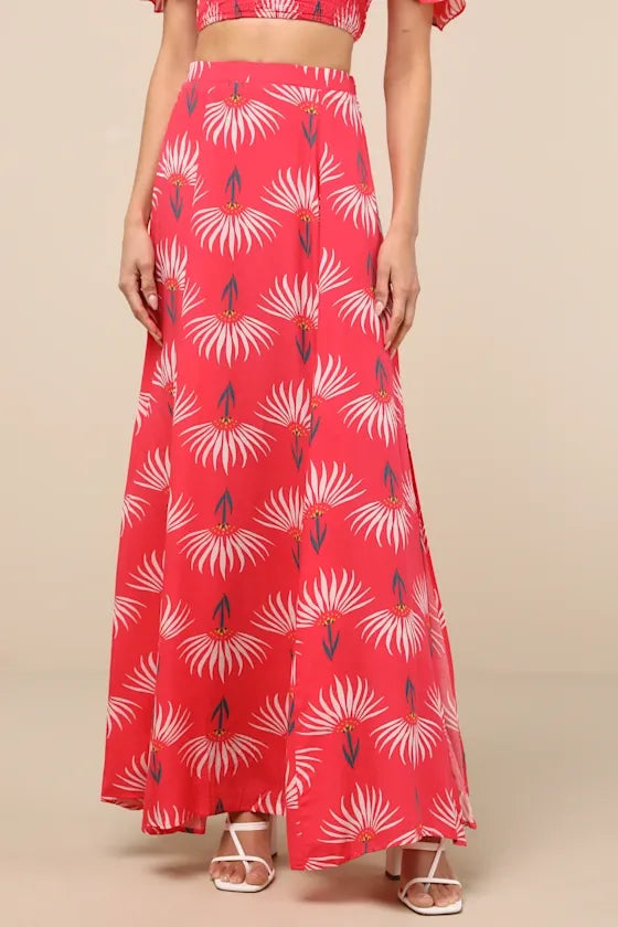 Trancoso Coral Floral Print Two-Piece Maxi Dress