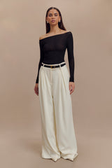 Colette Boat Neck Mesh Top - Black
