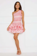 All The Elements One Shoulder Mini Dress Red