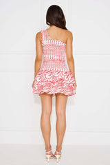 All The Elements One Shoulder Mini Dress Red