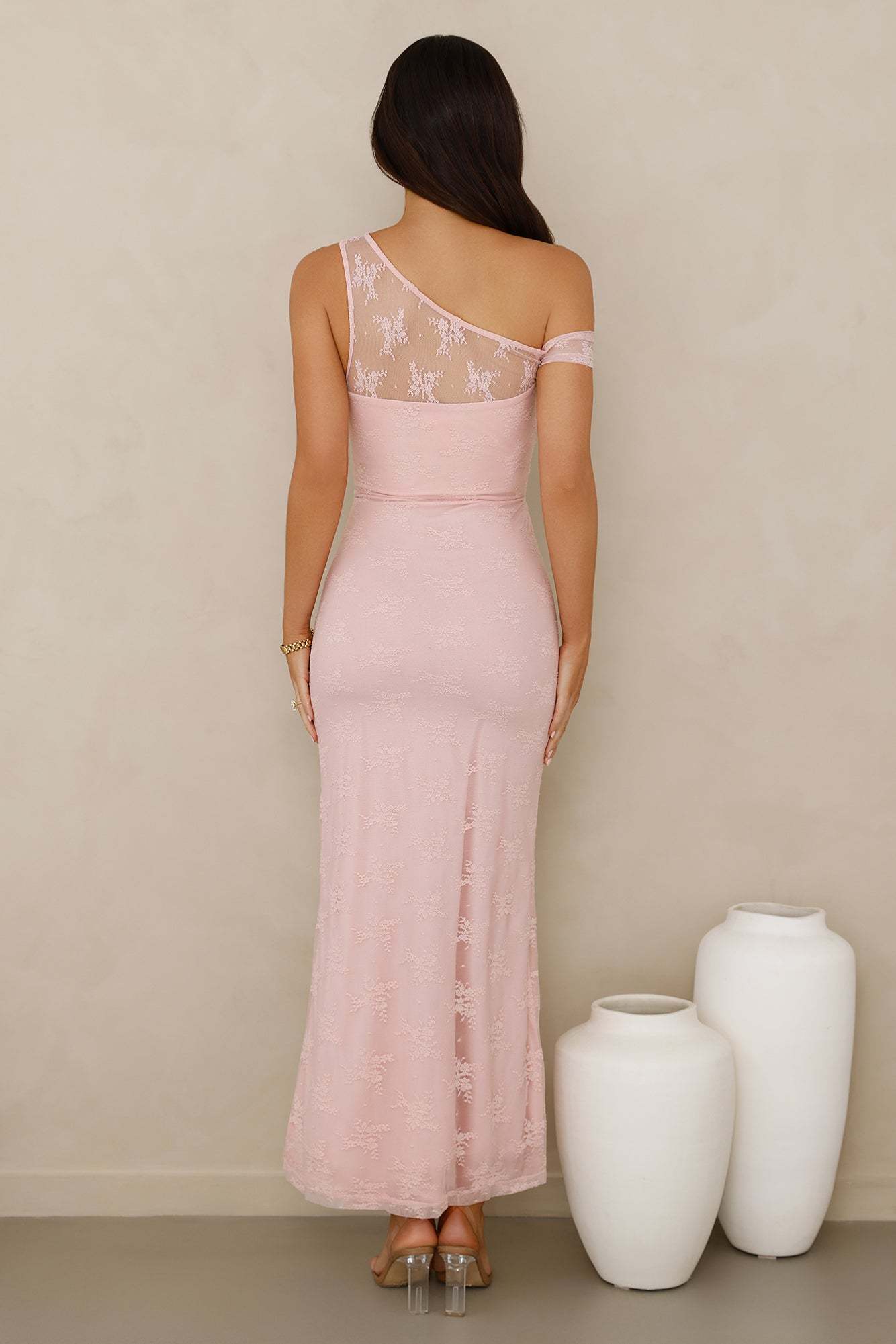 Wild Berry Whimsy Lace Off Shoulder Maxi Dress Pink