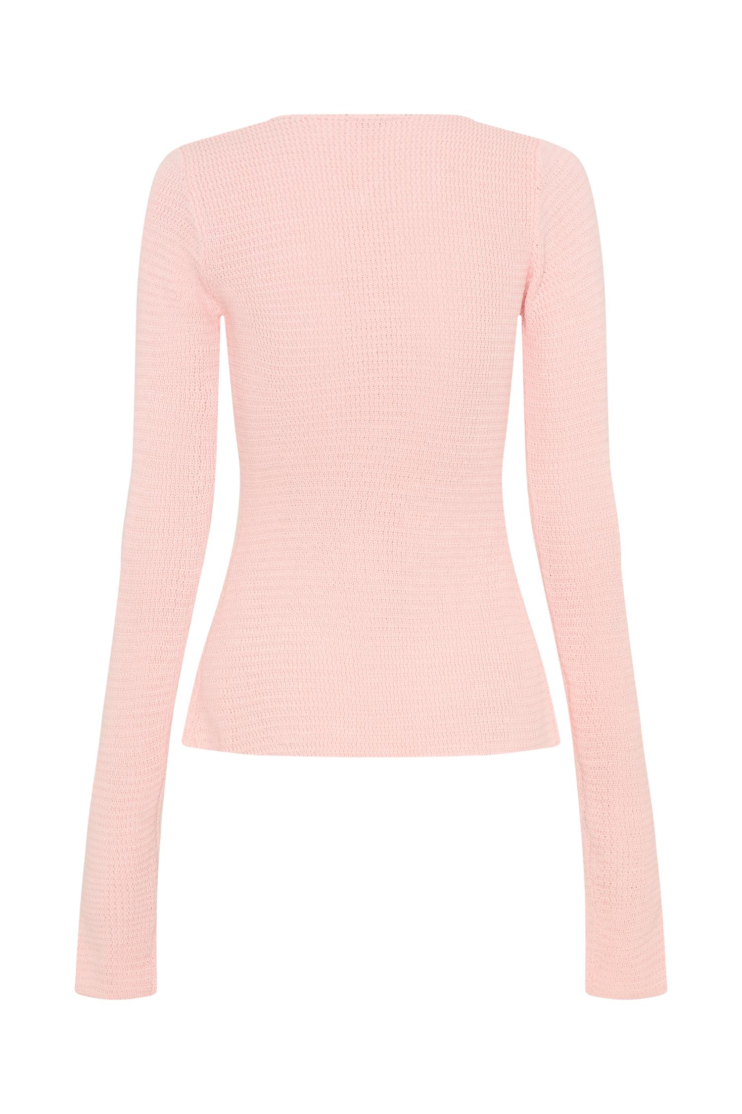 Noah Knit Tie Long Sleeve Top - Baby Pink
