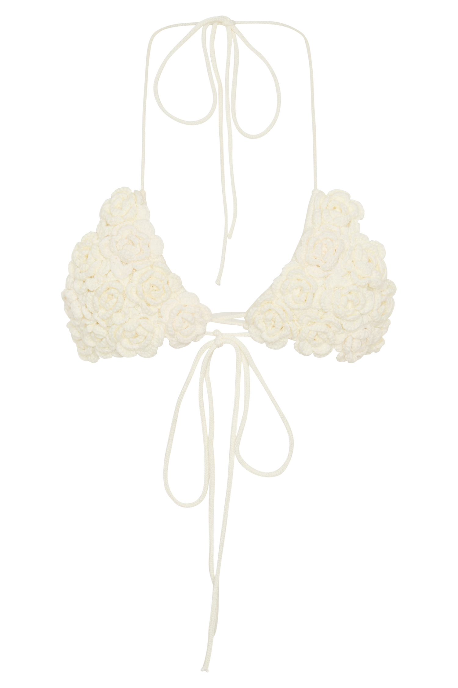 Aesha Floral Crochet Bikini Top - Ivory