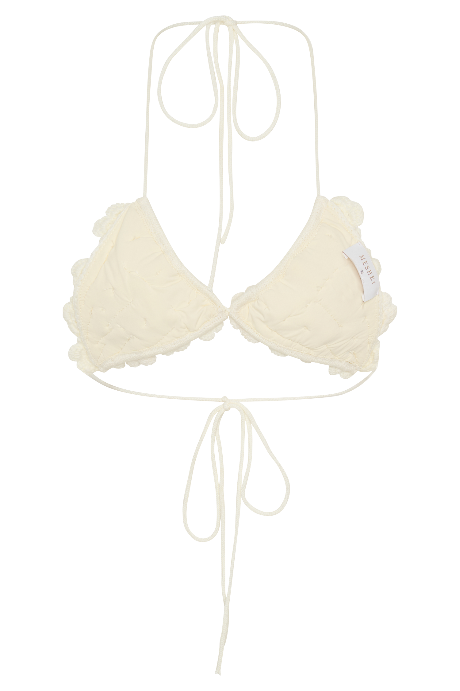 Aesha Floral Crochet Bikini Top - Ivory
