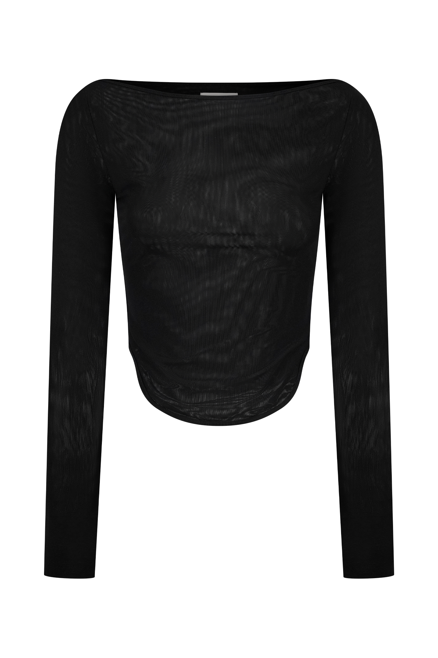 Colette Boat Neck Mesh Top - Black