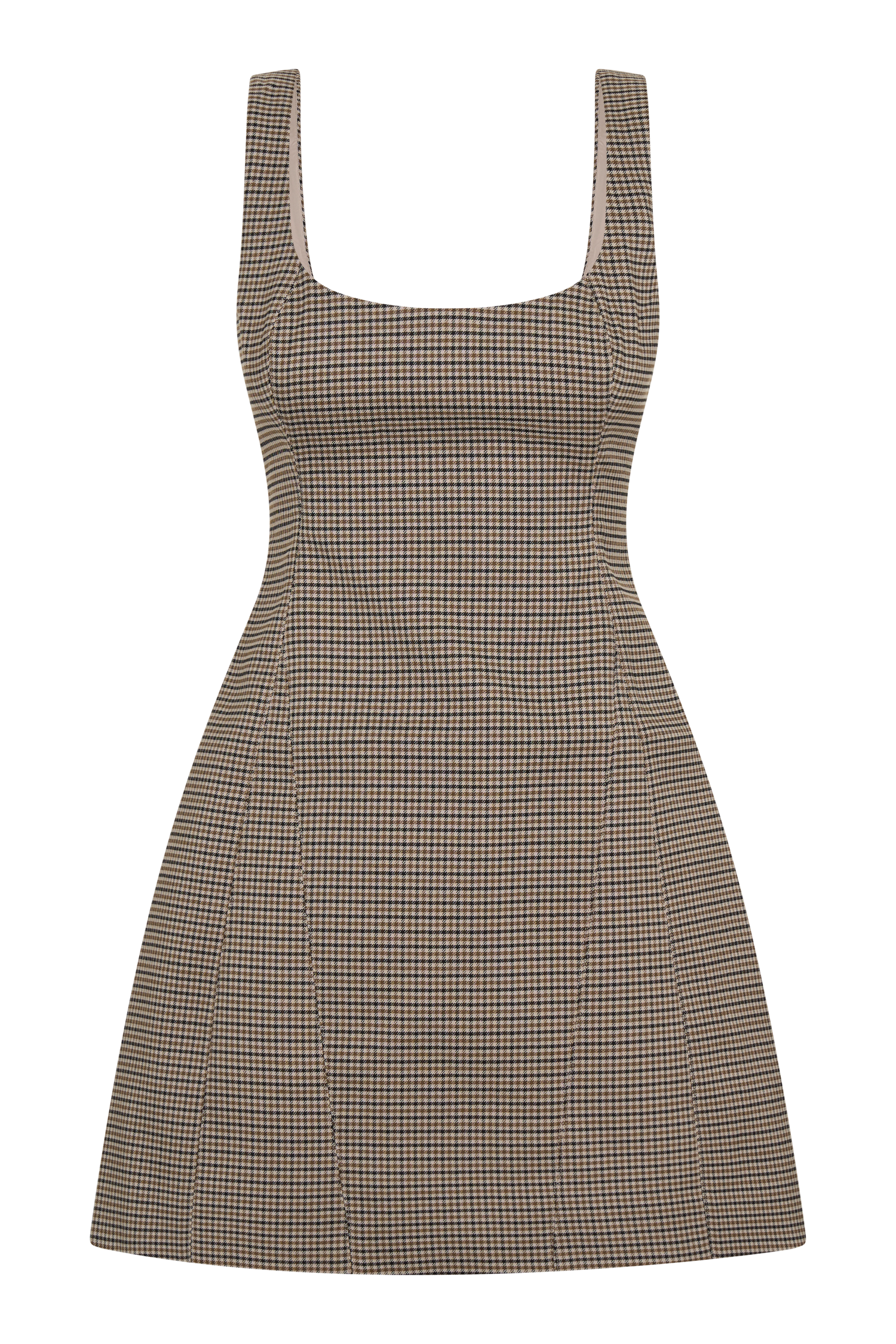 Beth Mini Dress - Tan Check