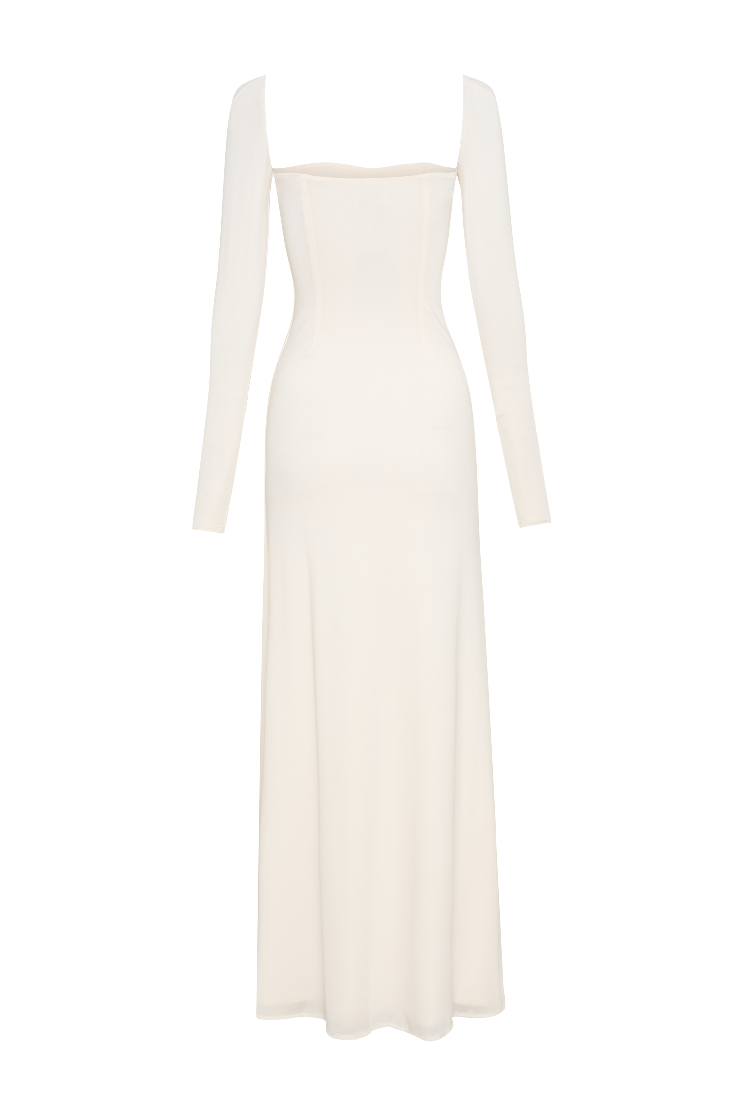 Desirie Slinky Long Sleeve Maxi Dress With Split - Ivory