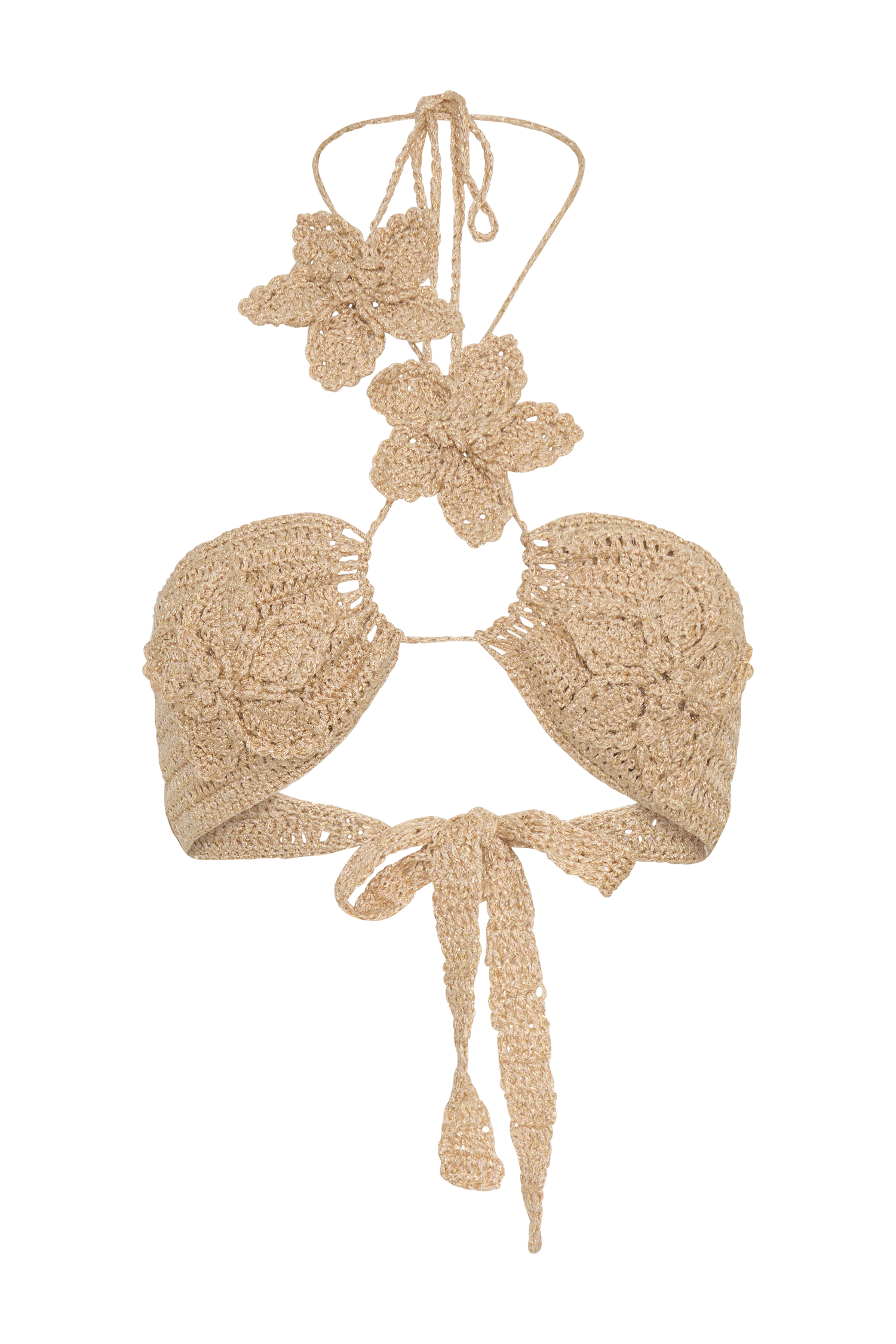 River Floral Crochet Bikini Top - Gold