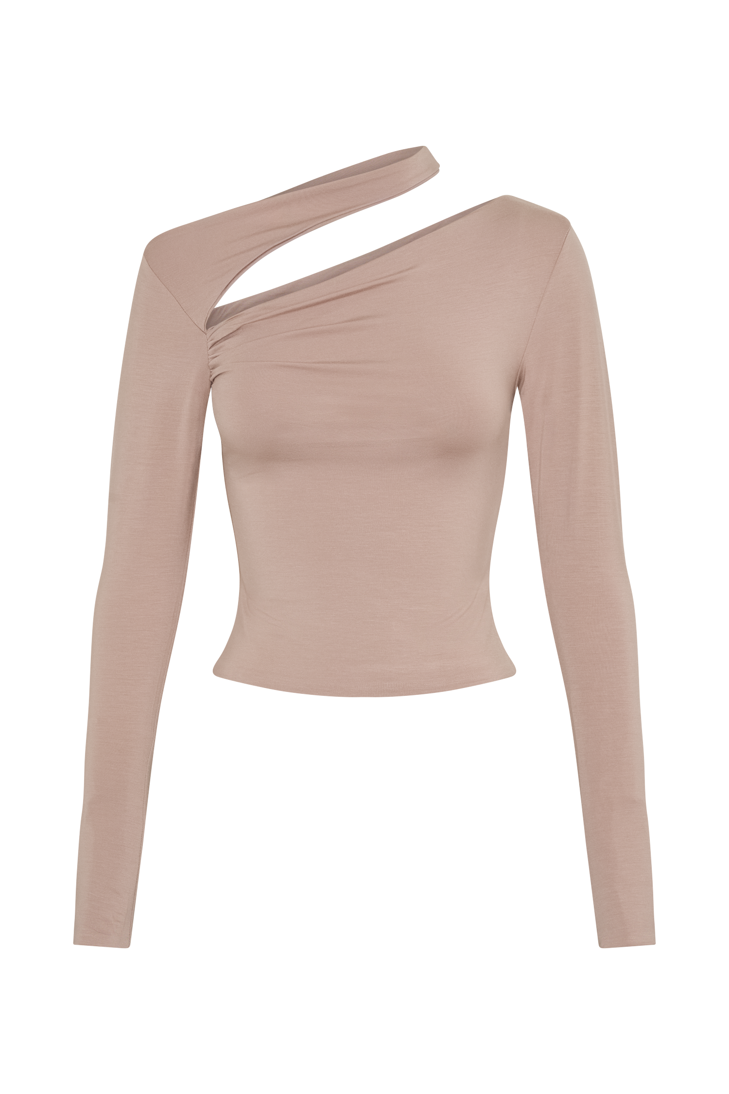 Sasha Modal Long Sleeve Top With Cut Out - Mushroom