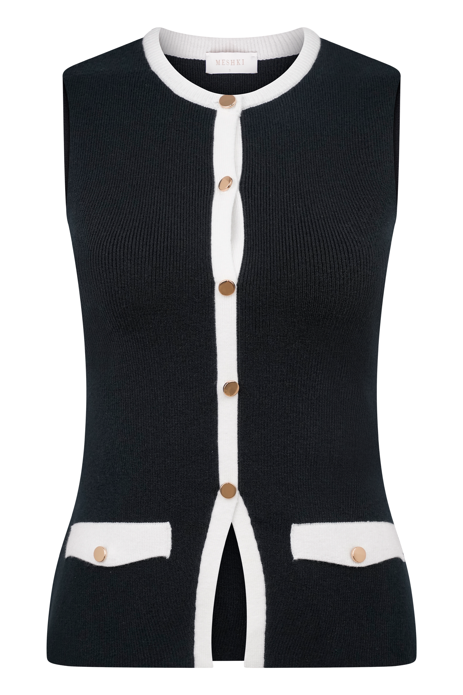 Julianne Contrast Knit Top - Black/White
